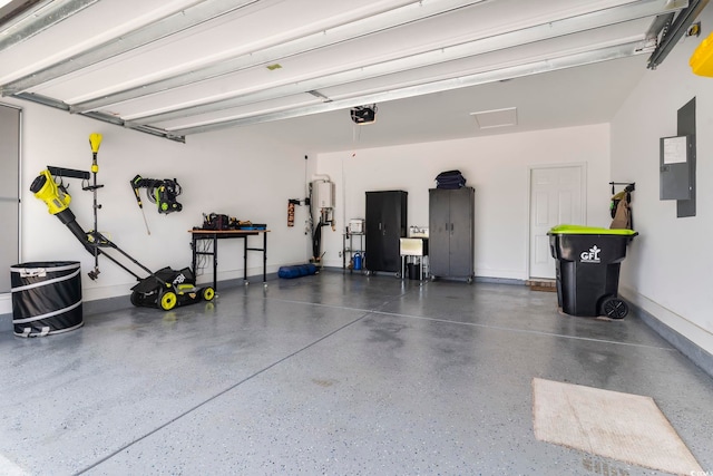 2572 Brescia St, Myrtle Beach, SC 29579 - garage with tankless water heater, a garage door opener, and electric panel