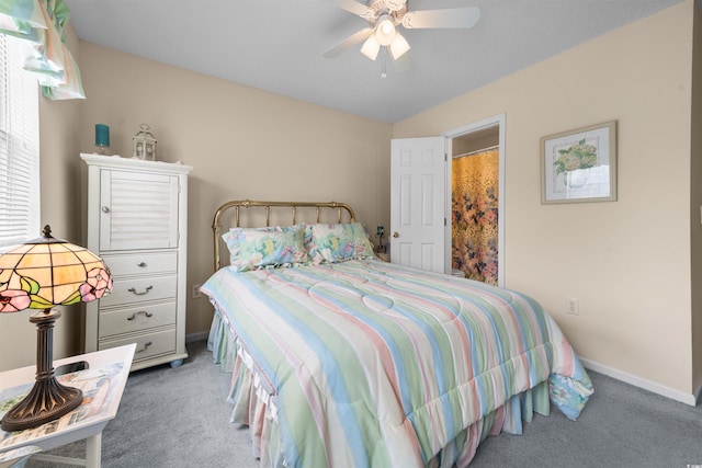 613 S 2nd Ave Unit 21D, North Myrtle Beach, SC 29582 - bedroom featuring carpet, baseboards, and ceiling fan