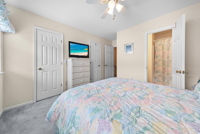 613 S 2nd Ave Unit 21D, North Myrtle Beach, SC 29582 - bedroom with carpet, baseboards, and a ceiling fan
