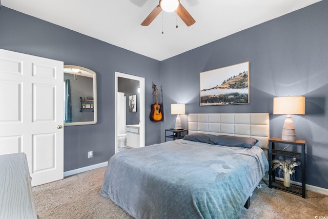 1298 River Oaks Dr Unit 5-I, Myrtle Beach, SC 29579 - carpeted bedroom with baseboards, ensuite bath, and a ceiling fan
