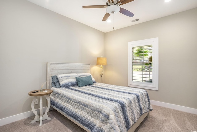 769 Country Club Dr, Pawleys Island, SC 29585 - bedroom with carpet flooring, baseboards, recessed lighting, and ceiling fan
