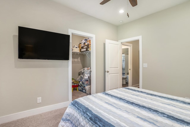 769 Country Club Dr, Pawleys Island, SC 29585 - bedroom featuring carpet, baseboards, a closet, a ceiling fan, and a walk in closet
