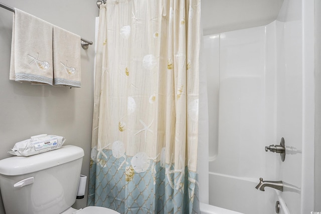 769 Country Club Dr, Pawleys Island, SC 29585 - bathroom with toilet and shower / bath combination with curtain