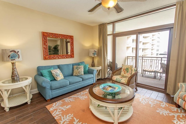 100 N Beach Blvd Unit 1511, North Myrtle Beach, SC 29582 - living room with wood finished floors, a ceiling fan, and baseboards