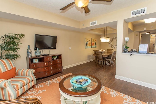 100 N Beach Blvd Unit 1511, North Myrtle Beach, SC 29582 - living area featuring baseboards, wood finished floors, and ceiling fan