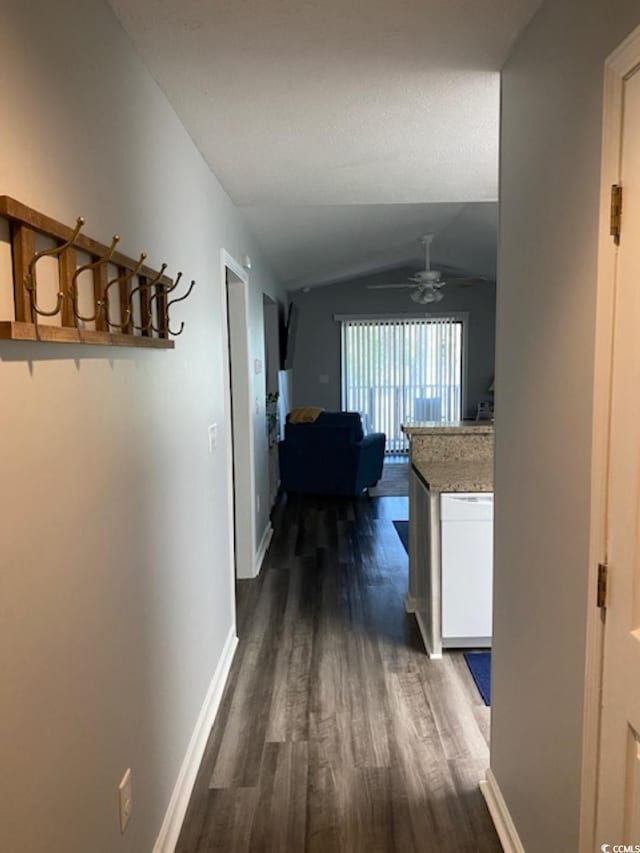 4107 Pinehurst Cir Unit Dd-15, Little River, SC 29566 - hall with dark wood finished floors and lofted ceiling