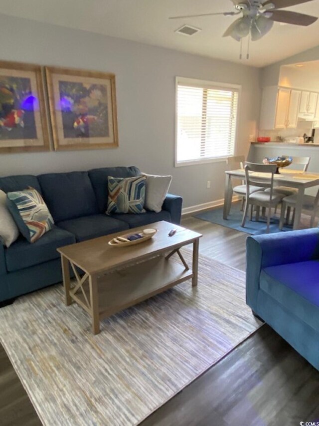 4107 Pinehurst Cir Unit Dd-15, Little River, SC 29566 - living area featuring wood finished floors and ceiling fan