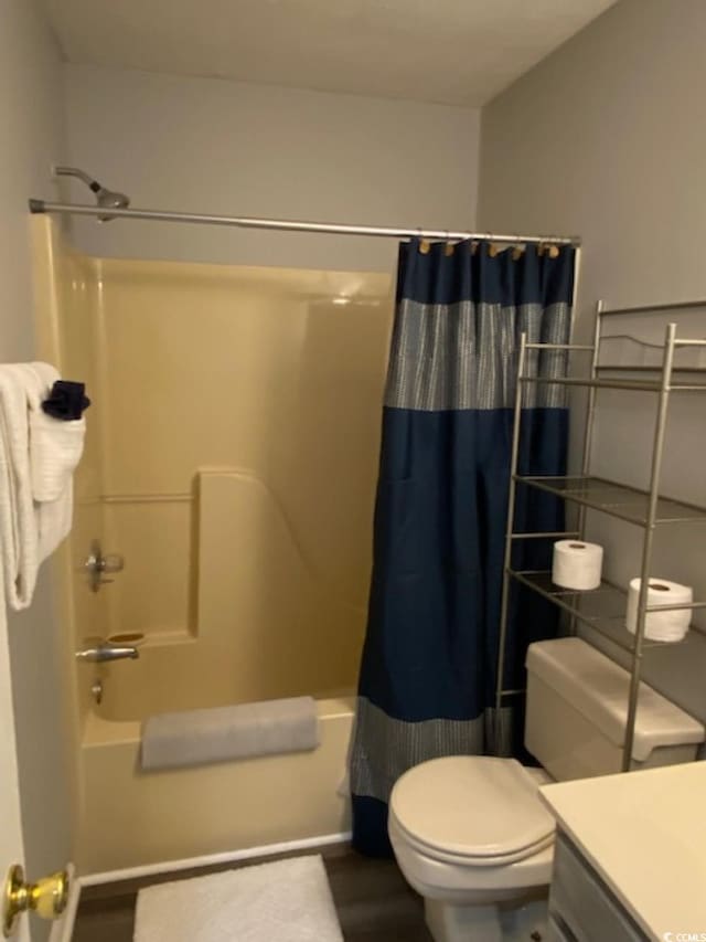 4107 Pinehurst Cir Unit Dd-15, Little River, SC 29566 - full bathroom with shower / tub combo with curtain, vanity, and wood finished floors