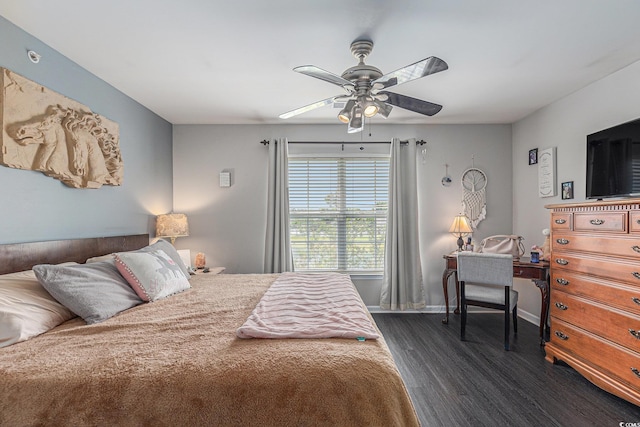 117 Butkus Dr Unit 6, Myrtle Beach, SC 29588 - bedroom with dark wood-style flooring, baseboards, and a ceiling fan
