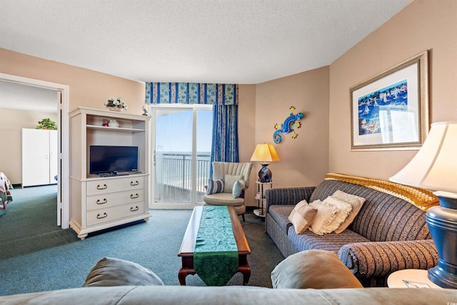 2801 S Ocean Blvd Unit 941, North Myrtle Beach, SC 29582 - living area with carpet flooring and a textured ceiling