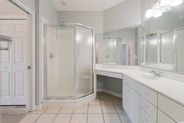 4430-G Montrose Ln Unit G, Myrtle Beach, SC 29579 - bathroom with a stall shower, vanity, tile patterned floors, and baseboards