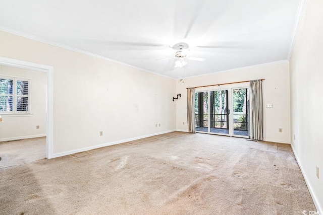 159-1 Weehawka Way Unit 159-1, Pawleys Island, SC 29585 - carpeted empty room with crown molding, baseboards, and a ceiling fan