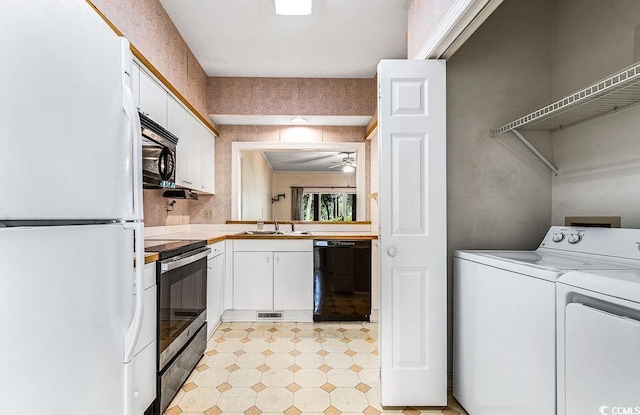 159-1 Weehawka Way Unit 159-1, Pawleys Island, SC 29585 - laundry room with washer and clothes dryer, light floors, and a ceiling fan