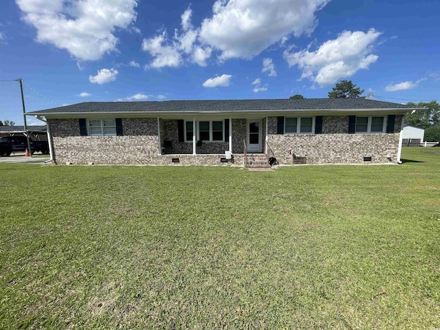 4637 Dogwood St, Loris, SC 29569 - ranch-style house with crawl space, a front yard, and brick siding