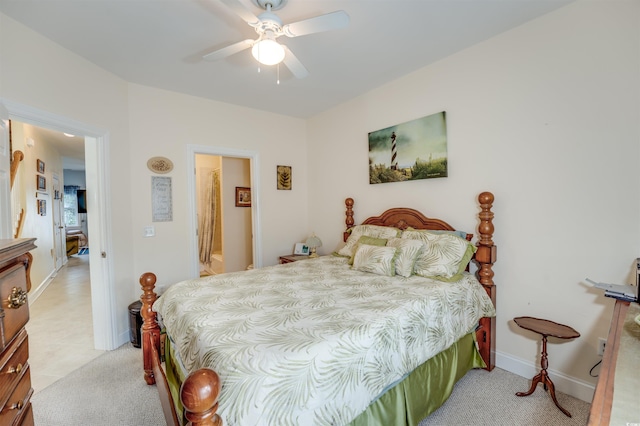 702 Beach Walk Pl Unit 702, Myrtle Beach, SC 29577 - bedroom with light colored carpet, ceiling fan, and baseboards