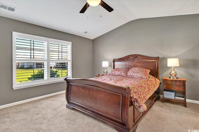 1631 Hepburn Dr, Little River, SC 29566 - bedroom with lofted ceiling, carpet, baseboards, and ceiling fan