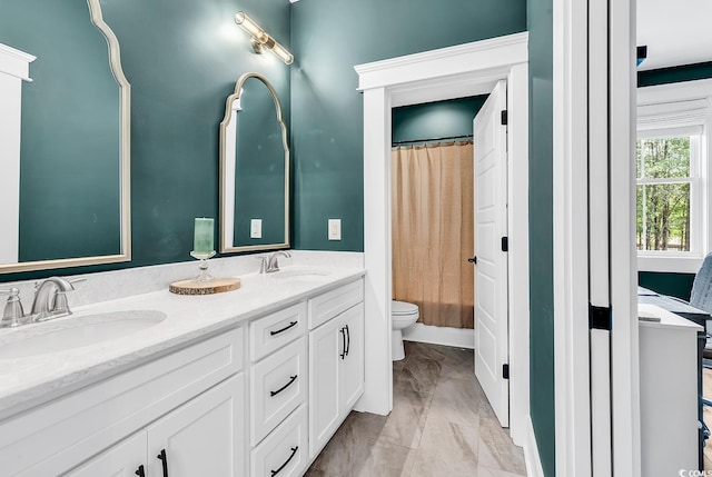 103 Pigeon Forge Ct, Murrells Inlet, SC 29576 - full bath with double vanity, curtained shower, and marble finish floors