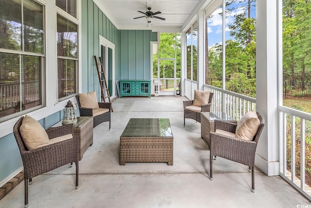 103 Pigeon Forge Ct, Murrells Inlet, SC 29576 - sunroom / solarium featuring ceiling fan and an outdoor living space