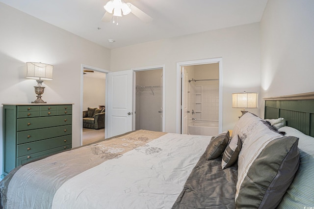 6253 Catalina Dr Unit 1523, North Myrtle Beach, SC 29582 - bedroom featuring a spacious closet, ensuite bath, a closet, and ceiling fan