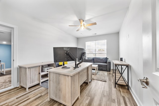 1008 Mary Read Dr, North Myrtle Beach, SC 29582 - office area featuring light wood-style floors, ceiling fan, and baseboards