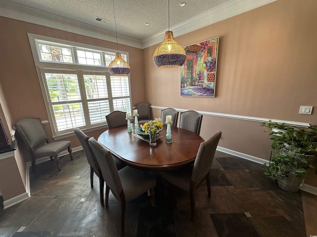 5718 Herring Gull Cir N, Myrtle Beach, SC 29582 - dining room with a textured ceiling, baseboards, and crown molding