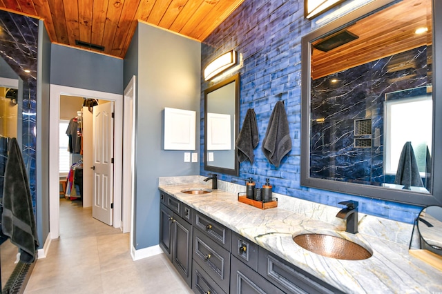 5718 Herring Gull Cir N, Myrtle Beach, SC 29582 - full bathroom with double vanity, wooden ceiling, and baseboards