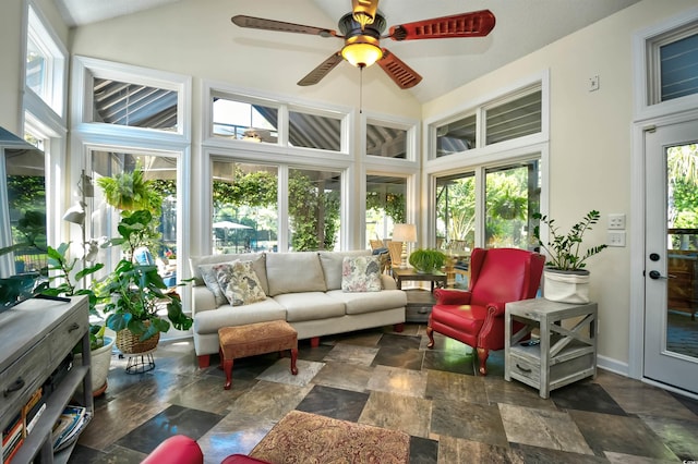 5718 Herring Gull Cir N, Myrtle Beach, SC 29582 - sunroom / solarium with lofted ceiling, stone finish floors, and healthy amount of natural light