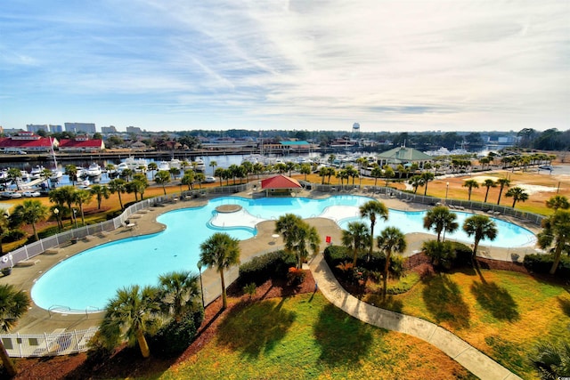 5718 Herring Gull Cir N, Myrtle Beach, SC 29582 - aerial view of a pool area and a nearby body of water