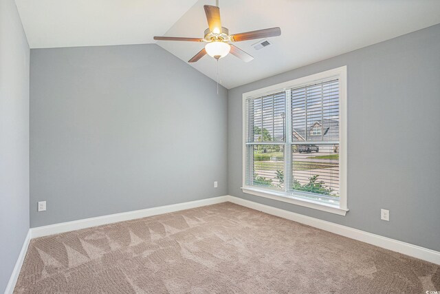 2004 Potomac Ct, Myrtle Beach, SC 29579 - carpeted spare room featuring lofted ceiling, a ceiling fan, and baseboards