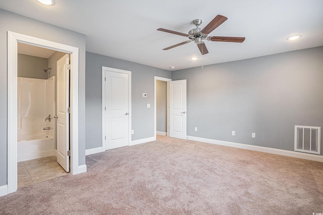 2004 Potomac Ct, Myrtle Beach, SC 29579 - unfurnished bedroom with light carpet, baseboards, recessed lighting, ensuite bathroom, and ceiling fan