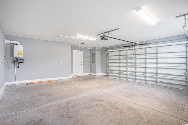 2004 Potomac Ct, Myrtle Beach, SC 29579 - garage featuring tankless water heater, a garage door opener, electric panel, and baseboards