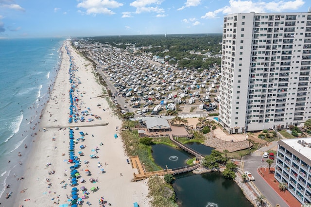 5905 S Kings Hwy Unit 605, Myrtle Beach, SC 29575 - drone / aerial view of waterfront with a beach and apartment complex