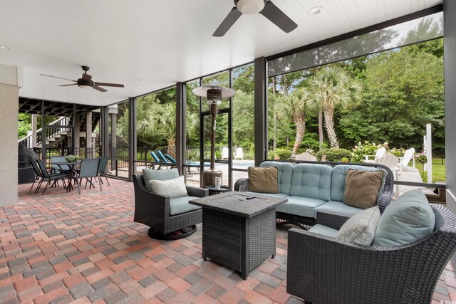 113 Trotter Trl, Georgetown, SC 29440 - sunroom with ceiling fan, an outdoor hangout area, and healthy amount of natural light