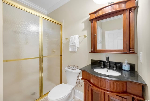 113 Trotter Trl, Georgetown, SC 29440 - full bathroom featuring toilet, a shower stall, vanity, ornamental molding, and baseboards