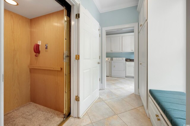113 Trotter Trl, Georgetown, SC 29440 - hall with separate washer and dryer and light tile patterned flooring