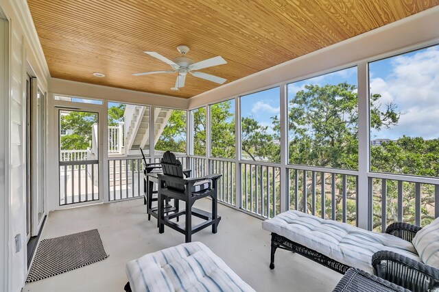 92 High Hammock Way, Pawleys Island, SC 29585 - sunroom / solarium featuring a ceiling fan, healthy amount of natural light, and an outdoor hangout area