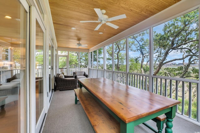 92 High Hammock Way, Pawleys Island, SC 29585 - sunroom / solarium with a ceiling fan and outdoor lounge area