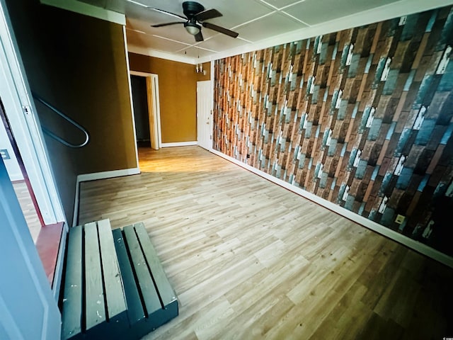 704 W Alder St, Andrews, SC 29510 - empty room with wood finished floors, a ceiling fan, and baseboards