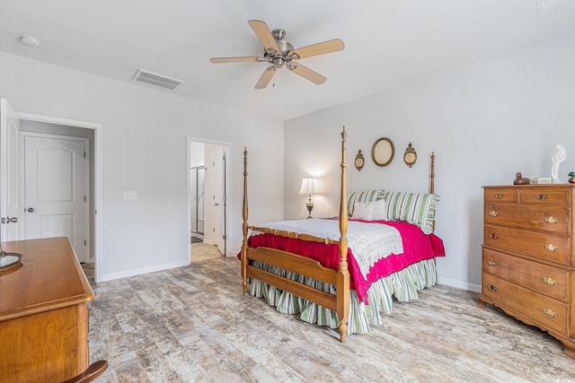 364 Palm Lakes Blvd, Little River, SC 29566 - bedroom with wood finished floors, baseboards, ensuite bathroom, and ceiling fan