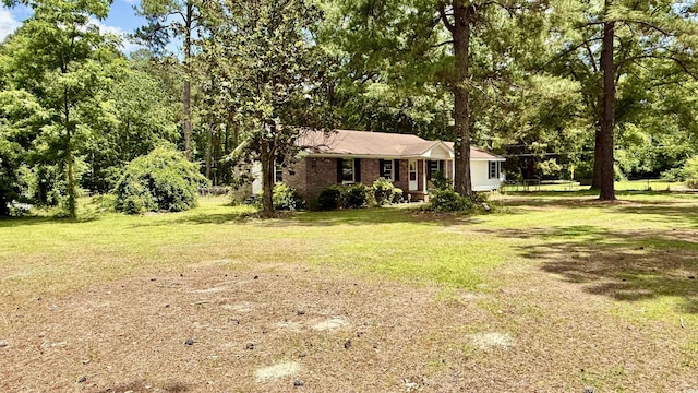6805 Mclaurin Rd, Mullins, SC 29574 - ranch-style home featuring a front lawn and brick siding