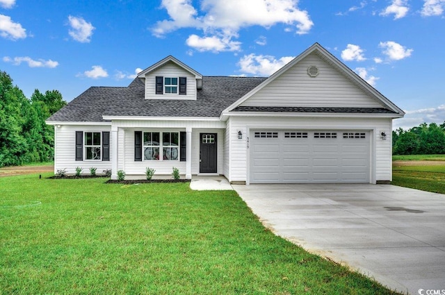 142 Temple Dr, Aynor, SC 29511 - view of front of property featuring driveway, a garage, a front yard, and roof with shingles