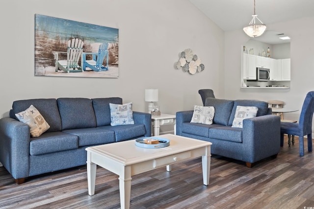 5801 Oyster Catcher Dr Unit 332, North Myrtle Beach, SC 29582 - living area featuring wood finished floors and lofted ceiling
