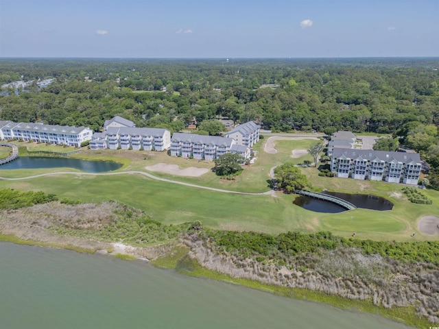 1912 Goose Creek Rd SW Unit 4302, Ocean Isle Beach, NC 28469 - bird's eye view of a local golf course, a nearby body of water, a forest, and apartment complex