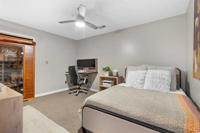 210 Double Eagle Dr Unit B-2, Surfside Beach, SC 29575 - bedroom featuring carpet floors, baseboards, an office area, and ceiling fan