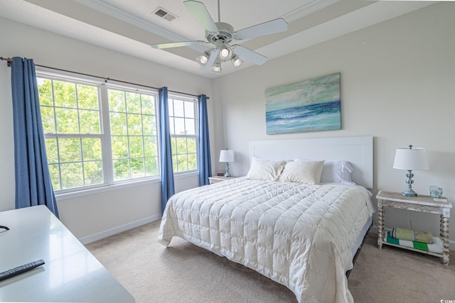 6203 Catalina Dr Unit 1333, North Myrtle Beach, SC 29582 - bedroom featuring carpet, baseboards, ornamental molding, and ceiling fan