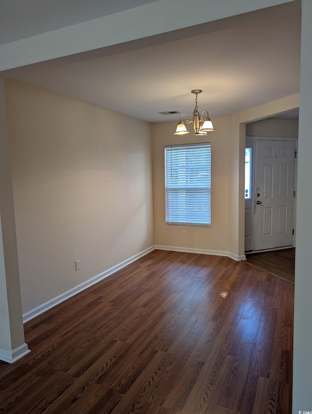 281 Palmetto Glen Dr, Myrtle Beach, SC 29588 - unfurnished dining area featuring a chandelier, baseboards, and dark wood-type flooring