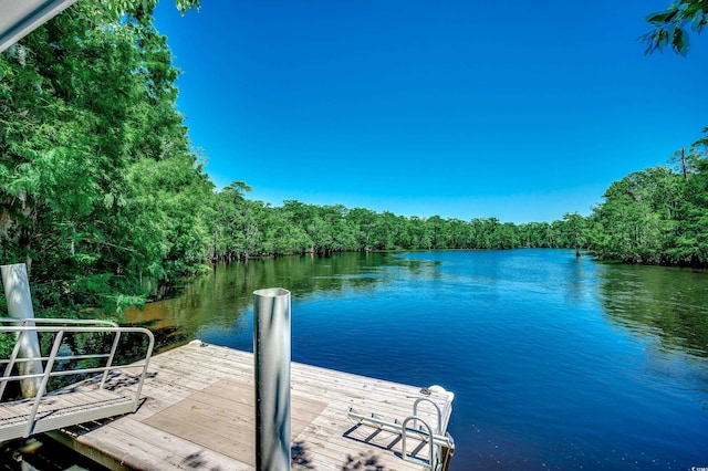 112 Blue Gull Dr, Conway, SC 29526 - dock featuring a water view and a wooded view