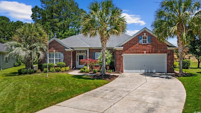 7005 Wellesley Ct, Murrells Inlet, SC 29576 - view of front facade with brick siding, driveway, and a front yard