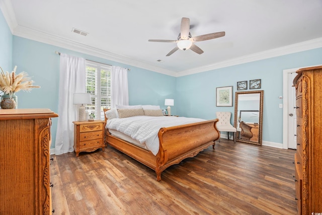 7005 Wellesley Ct, Murrells Inlet, SC 29576 - bedroom featuring wood finished floors, ornamental molding, and ceiling fan