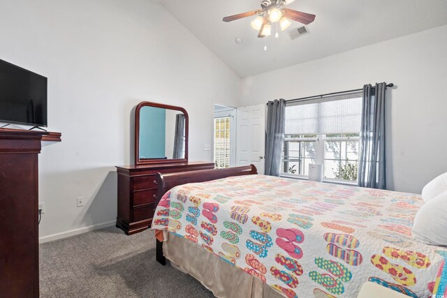 1102 Stanton Pl Unit 1102, Myrtle Beach, SC 29579 - bedroom featuring carpet, baseboards, a ceiling fan, and high vaulted ceiling